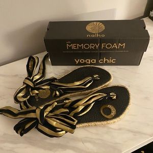 Nalho Karabi Black and Gold Yoga Sandals